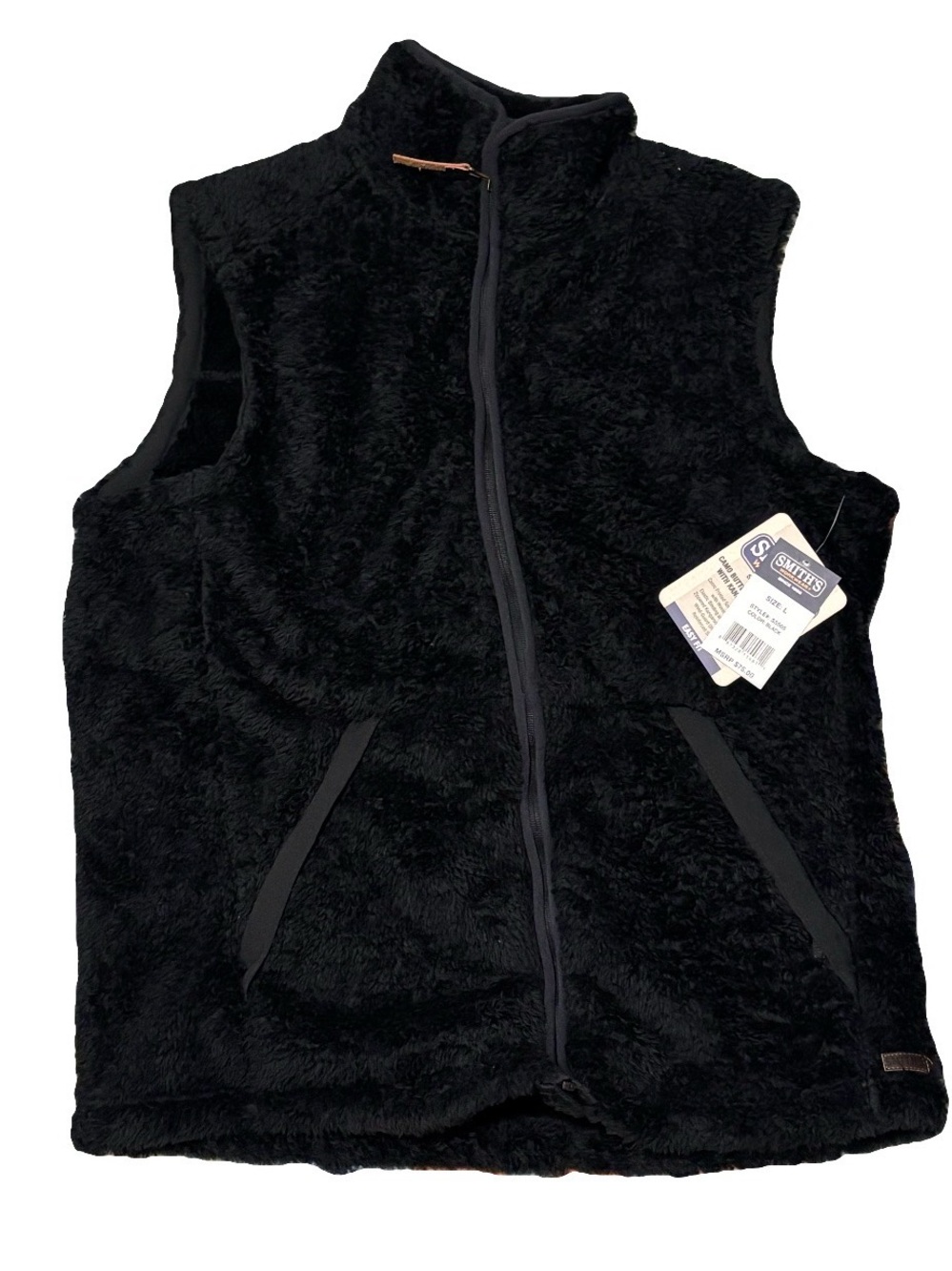Women’s Size: L NWT Black Faux Fur Vest - SMITH Brand
